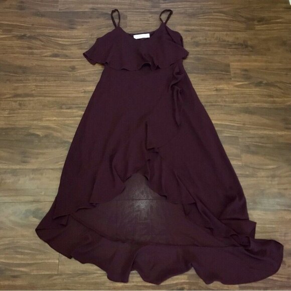 Ali & Jay Women's Burgundy High-Low Chiffon Wrap Cocktail Dress Size S Wedding - Picture 9 of 12